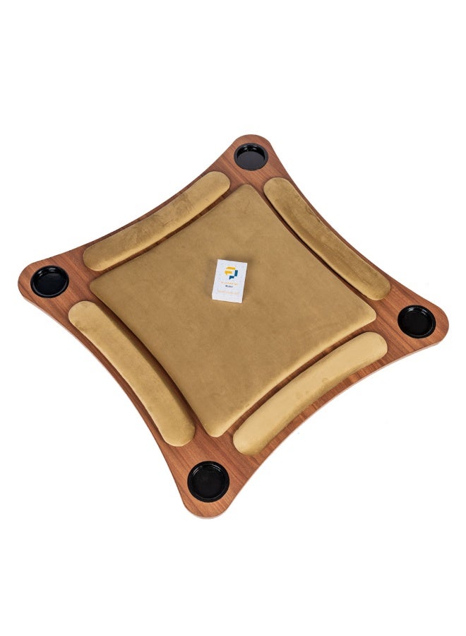 البدر بطاقات لعب خشبية منحنية من البادر، طاولة العاب متوسطة الحجم، طاولة بلوت خشبية منحنية متوسطة الحجم 80 × 80، طاولة بطاقات لعب ارضية، طاولة بقع ارضية (كريمي) - Image 2